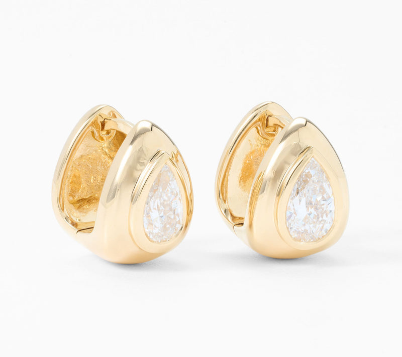 Fire Light Lab Grown Diamonds 2 cttw Pear Huggie Earring, Sterling — Main view