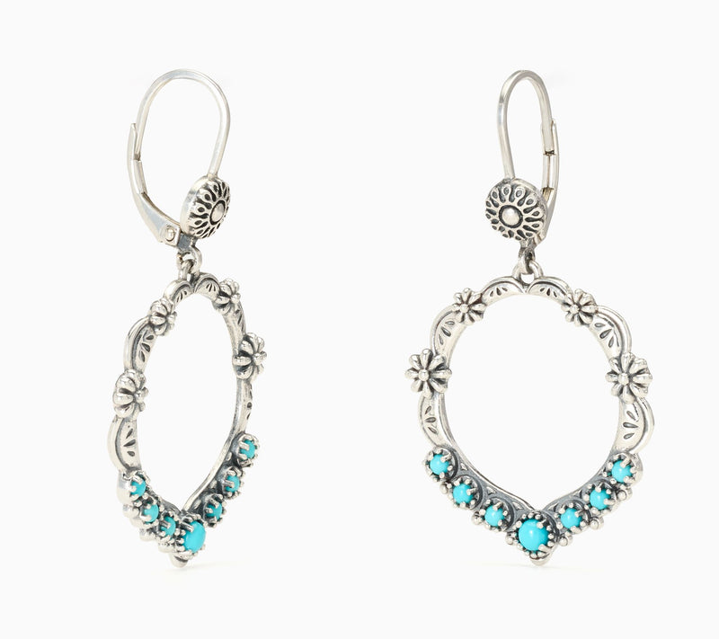 American West Sterling Silver Sleeping Beauty Turquoise Lever Back Earrings — View 2