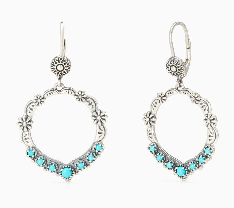 American West Sterling Silver Sleeping Beauty Turquoise Lever Back Earrings — Main view