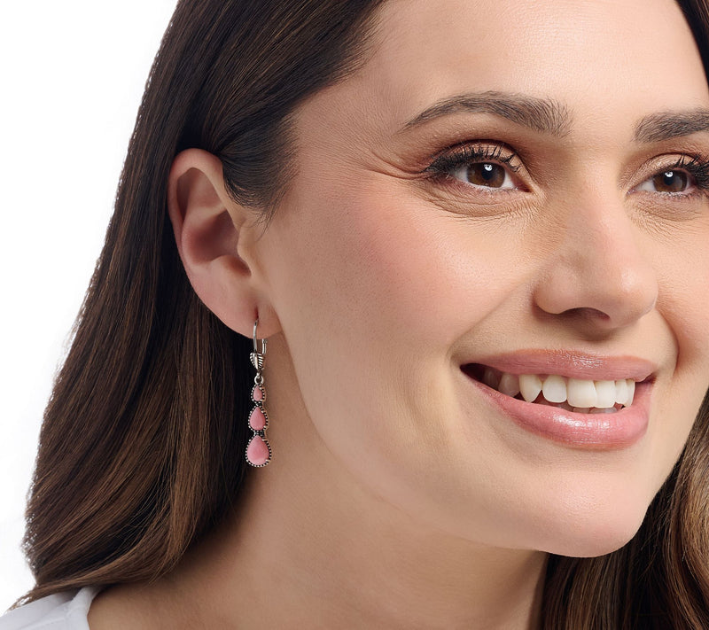 American West Sterling Silver Three Pear Gemstone Earrings — View 7