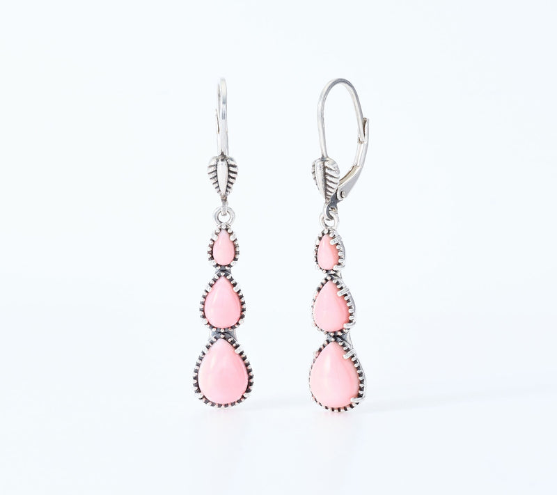 American West Sterling Silver Three Pear Gemstone Earrings — Main view