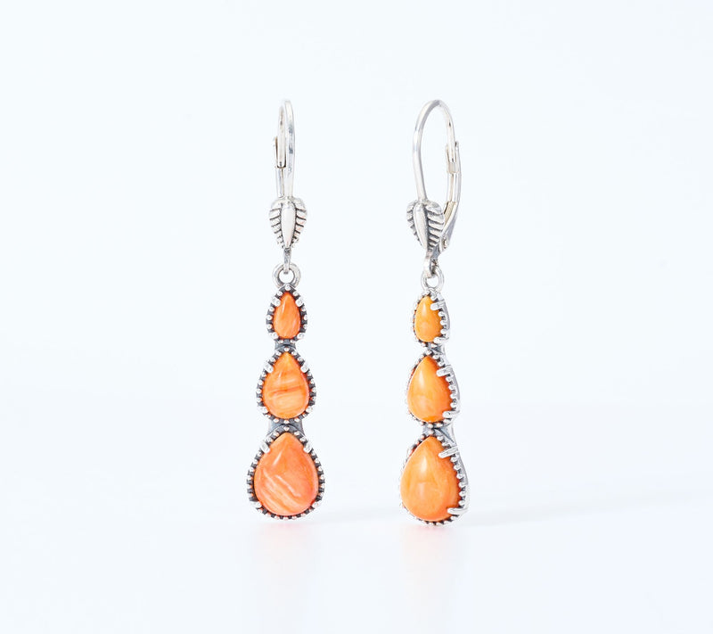 American West Sterling Silver Three Pear Gemstone Earrings — View 15