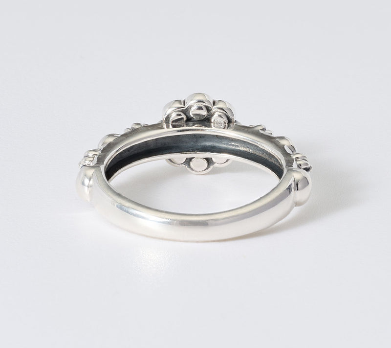 American West Sterling Silver Round Gemstone Concha Scallop Ring — View 3