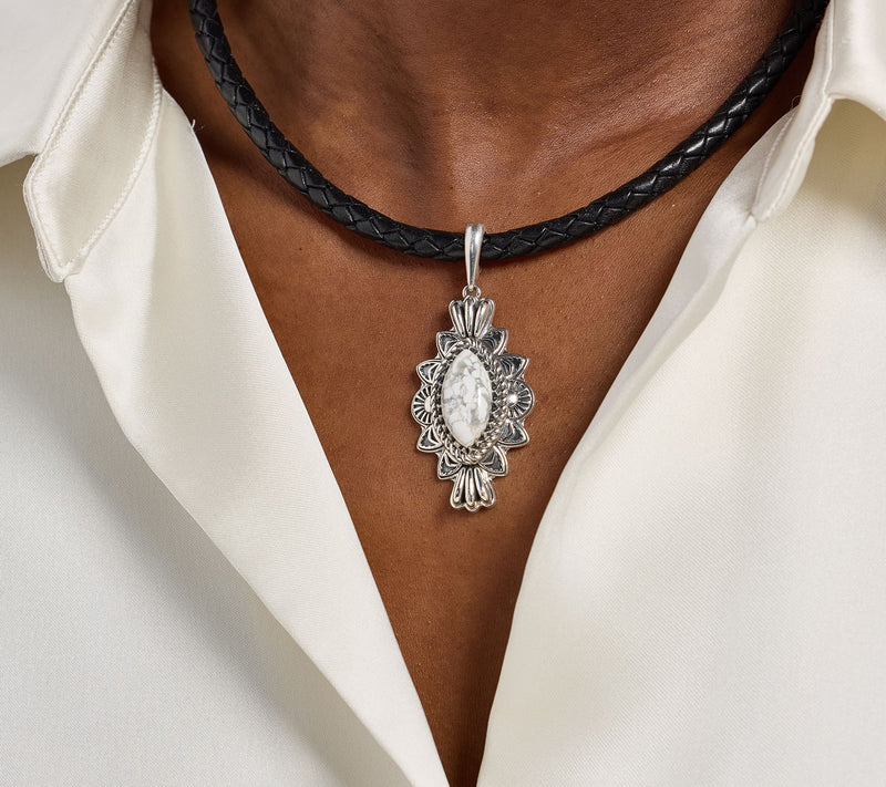 American West Sterling Silver Marquise Gemstone Concha Enhancer — View 7