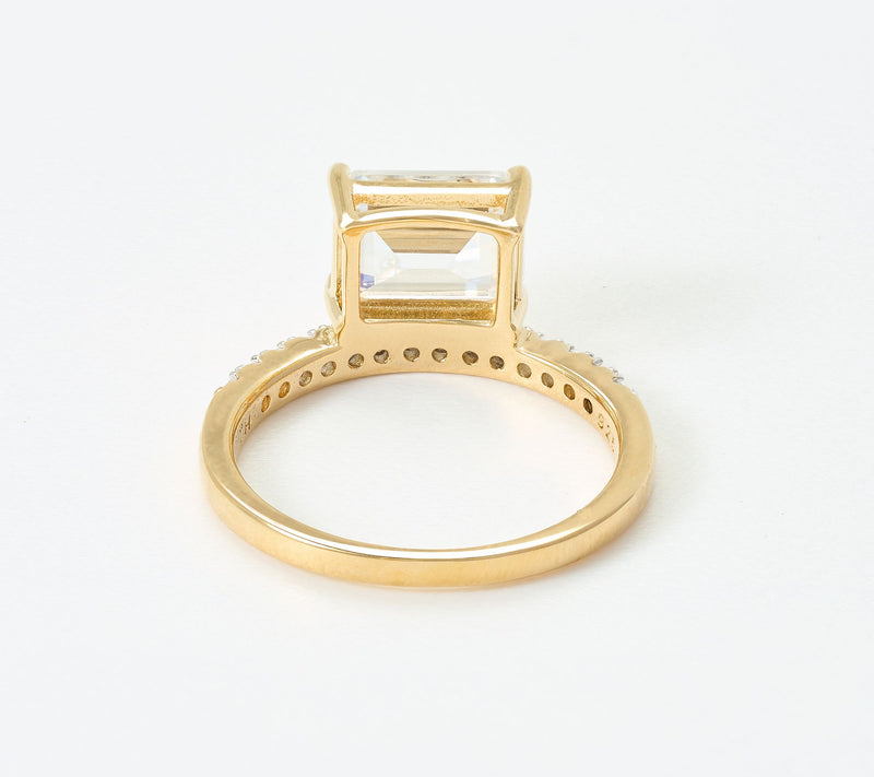 Diamonique x Jennifer Miller Emerald Solitaire Ring, Sterling Silver — View 3