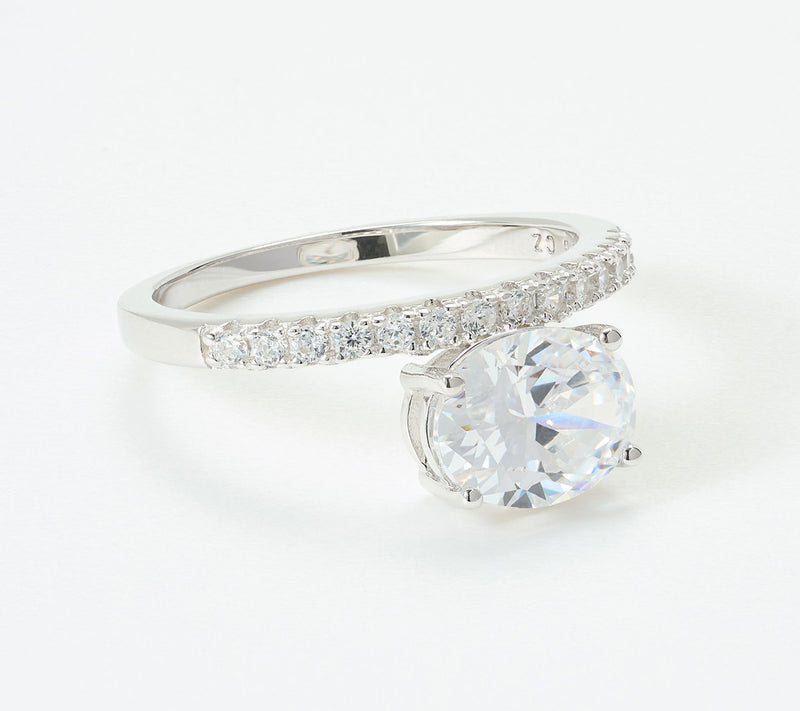 Diamonique x Jennifer Miller Oval Solitaire Ring, Sterling Silver — View 7