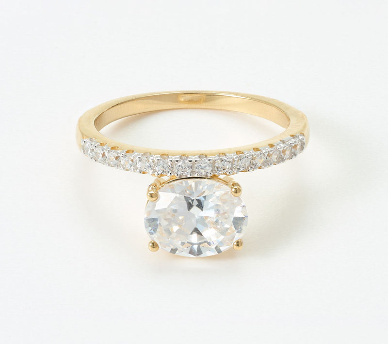 Diamonique x Jennifer Miller Oval Solitaire Ring, Sterling Silver — View 2