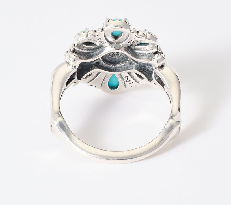 American West Sterling Silver Petit Point Kingman Turquoise Ring — View 3