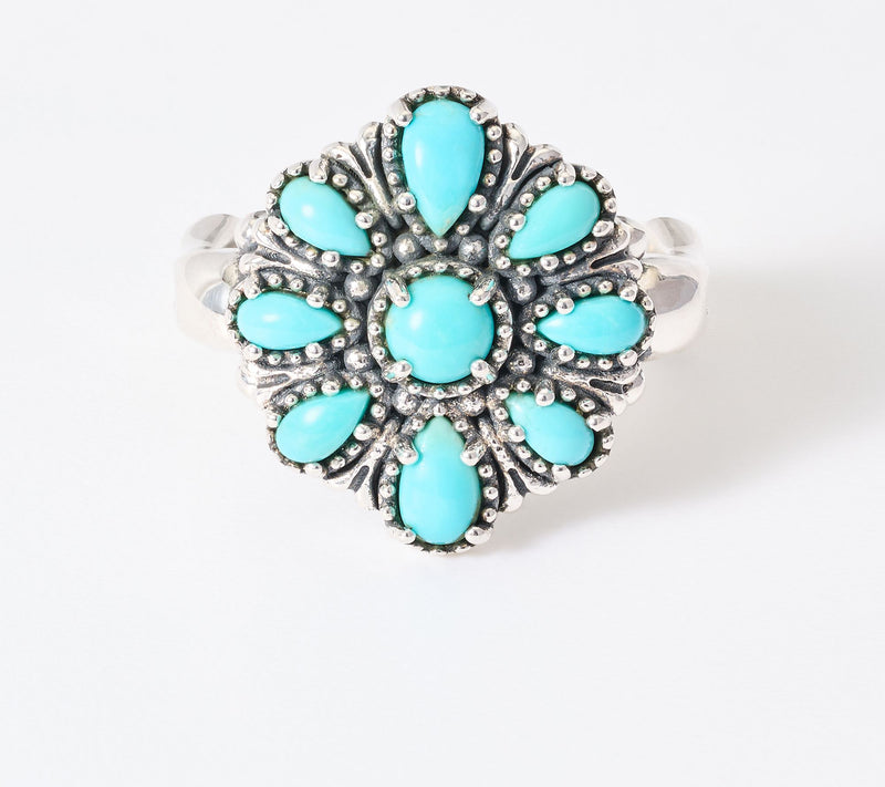American West Sterling Silver Petit Point Kingman Turquoise Ring — View 2