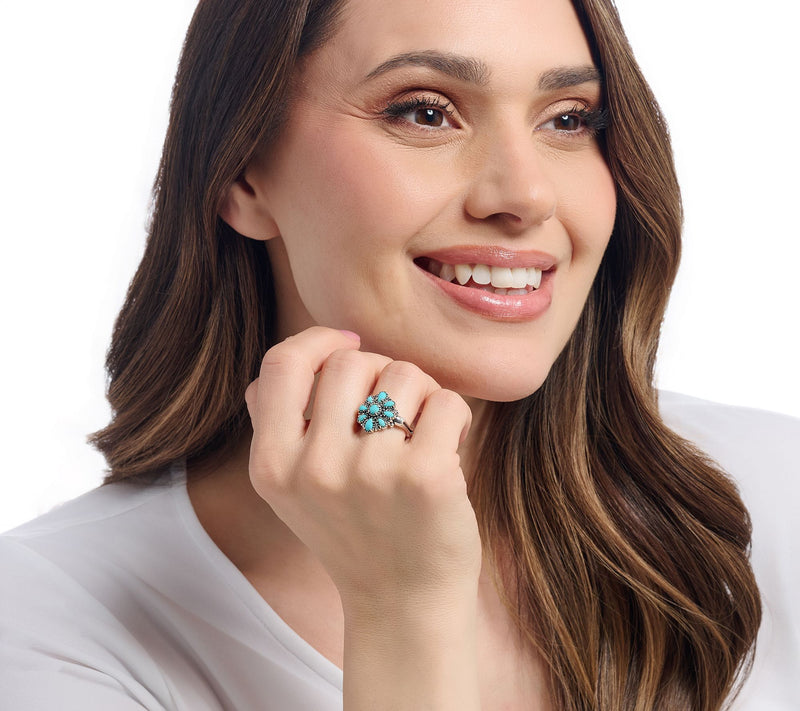 American West Sterling Silver Petit Point Kingman Turquoise Ring — View 6