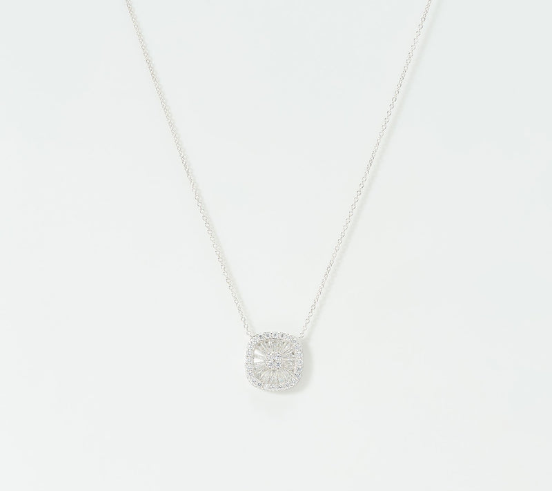 Diamonique x Jennifer Miller Sunburst Baguette Necklace, Sterl — View 7