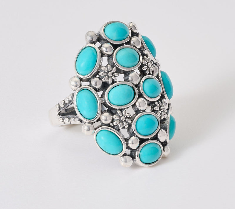 American West Sterling Oval Kingman Turquoise Cluster Ring — Main view