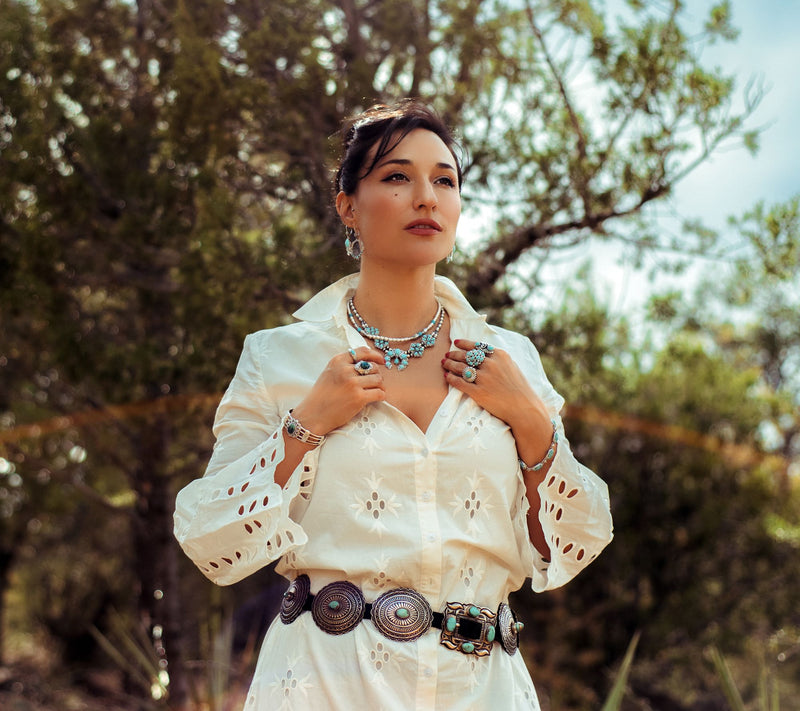 American West Sterling Oval Kingman Turquoise Cluster Ring — View 5