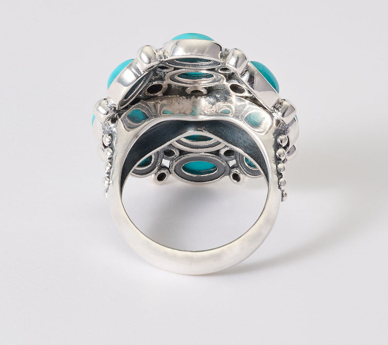 American West Sterling Oval Kingman Turquoise Cluster Ring — View 3
