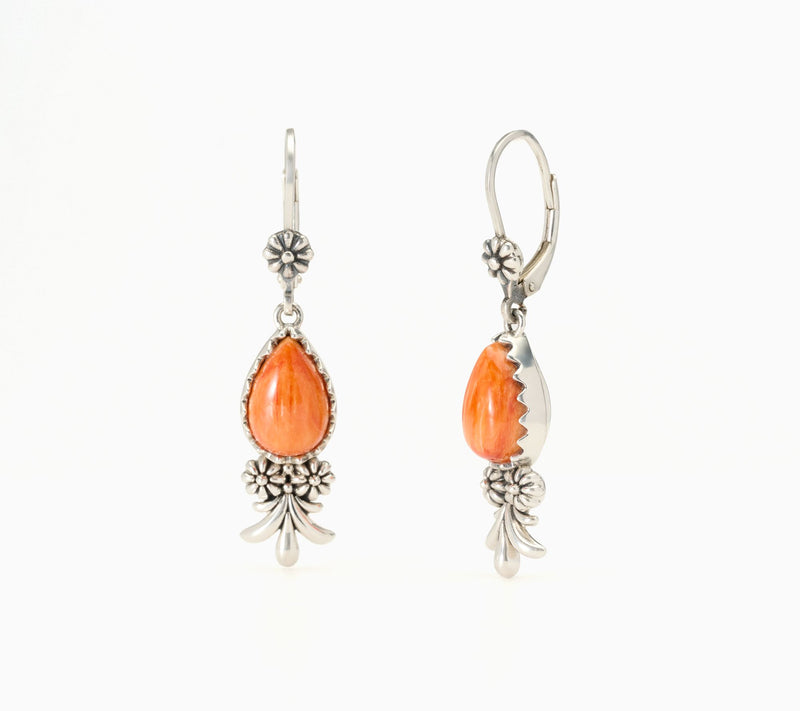 American West Sterling Silver Pear Gemstone Concha Earrings — View 7