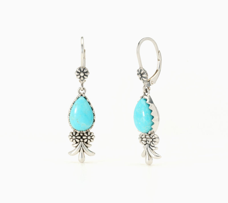 American West Sterling Silver Pear Gemstone Concha Earrings — View 5