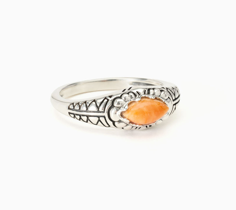 American West Sterling Silver Oval Gemstone Etched Ring — View 7