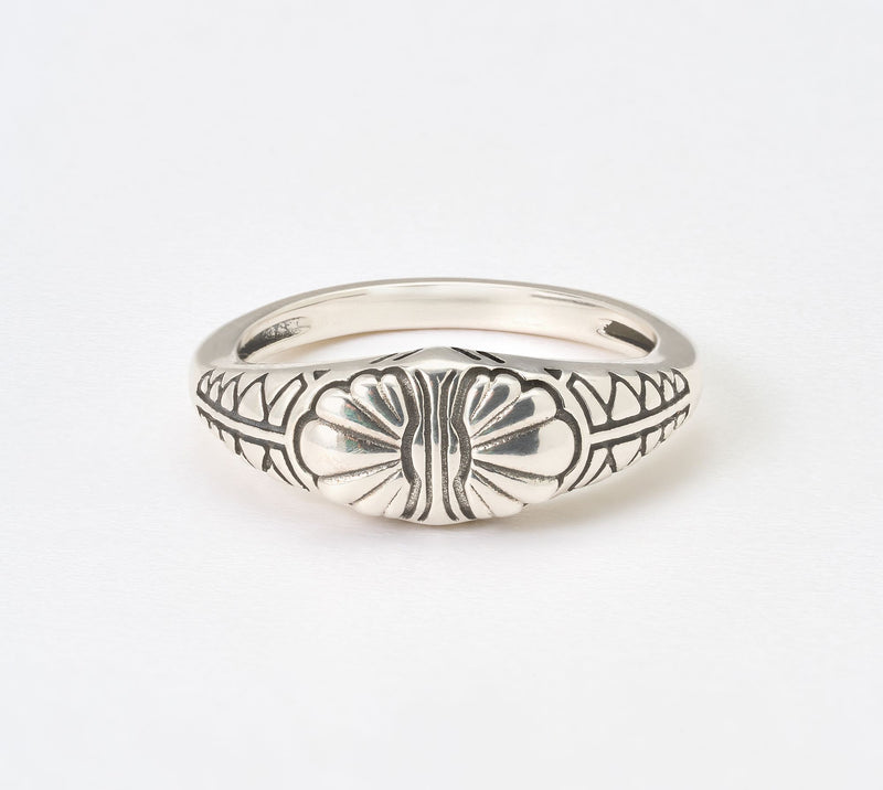 American West Sterling Silver Oval Center Etched Ring — View 2