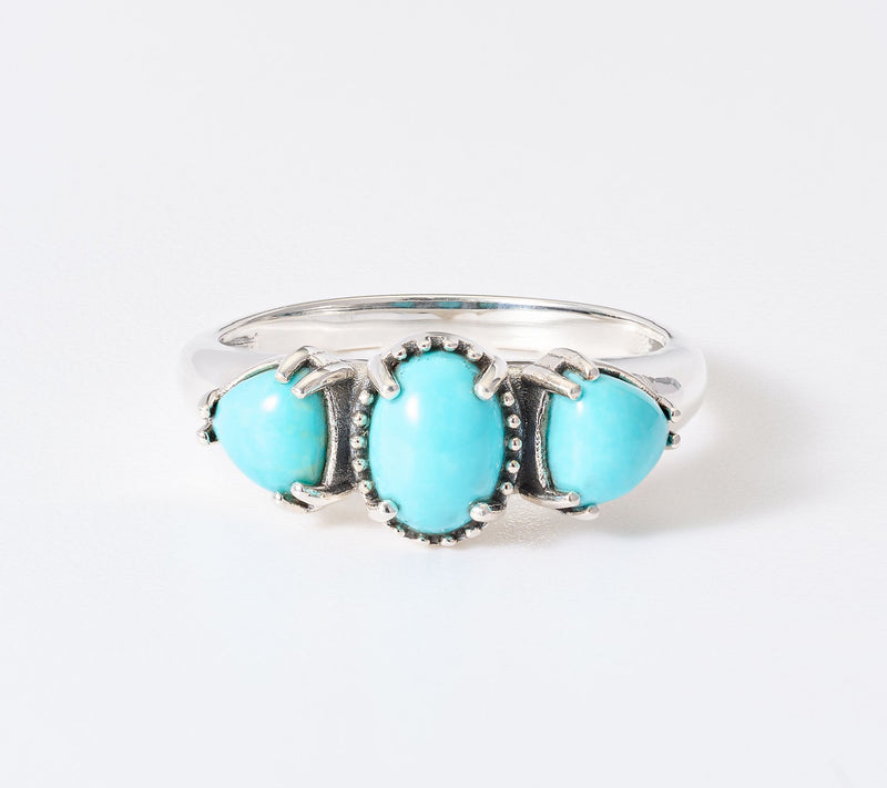 American West Sterling Silver Oval & Trillion Gemstone Ring — View 8