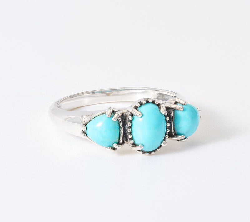 American West Sterling Silver Oval & Trillion Gemstone Ring — View 3