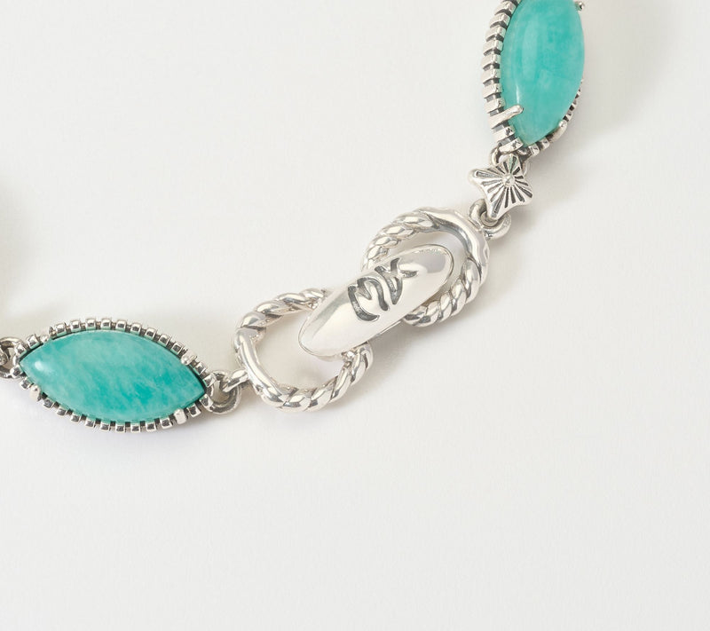 American West Sterling Silver Marquise Gemstone Link Bracelet — View 3