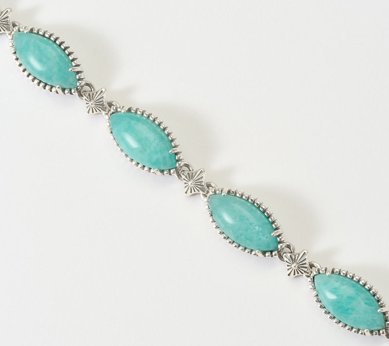 American West Sterling Silver Marquise Gemstone Link Bracelet — View 2