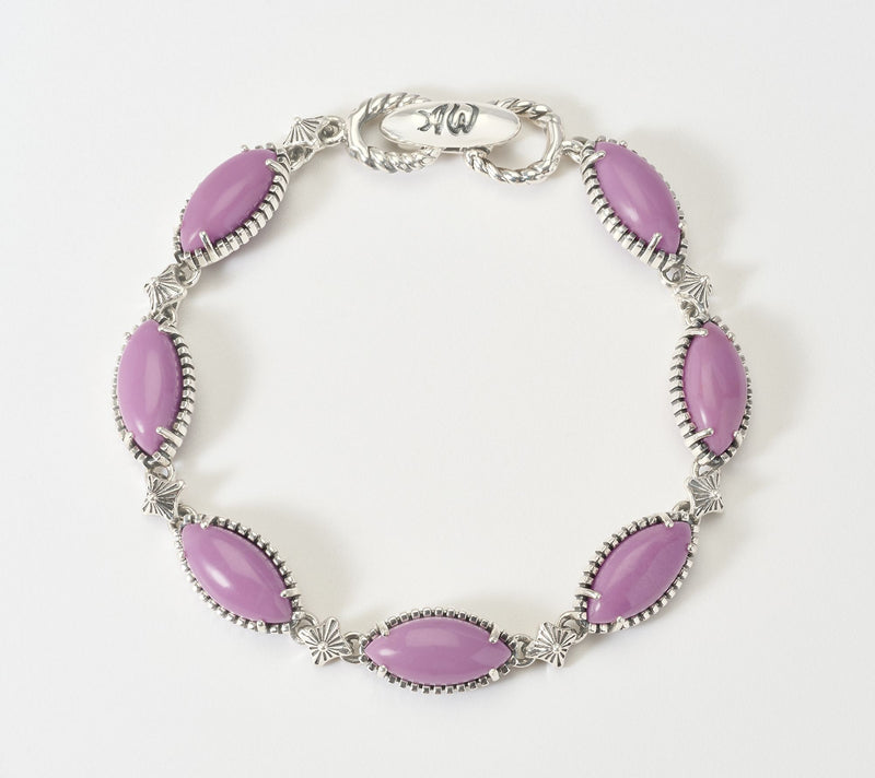American West Sterling Silver Marquise Gemstone Link Bracelet — View 13