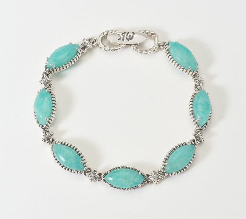 American West Sterling Silver Marquise Gemstone Link Bracelet — Main view