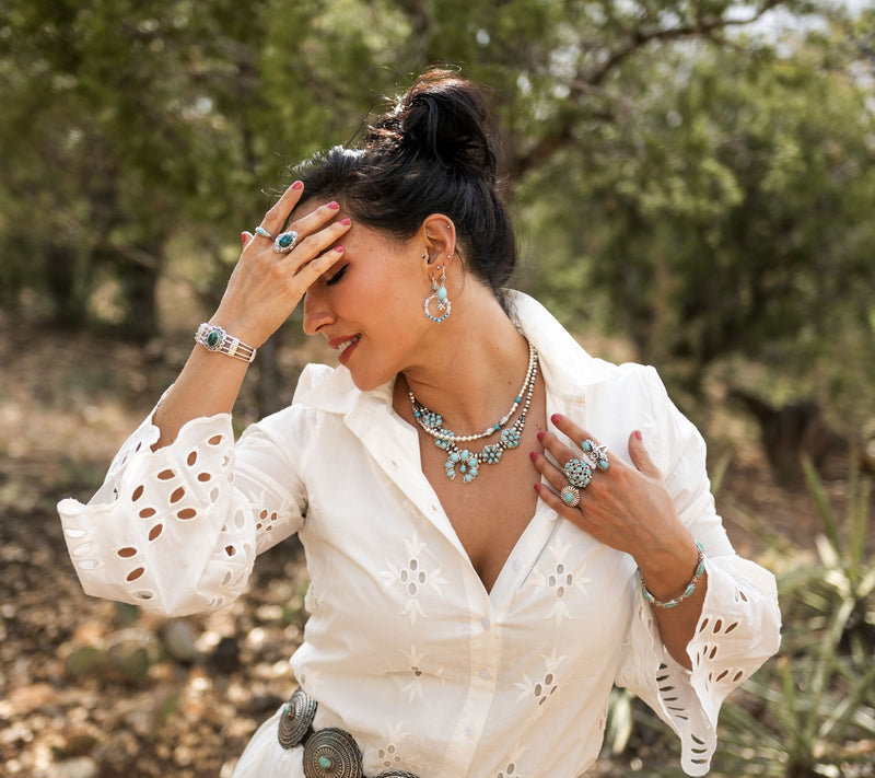American West Sterling Silver Barrel & Gemstone Bead Necklace — View 4