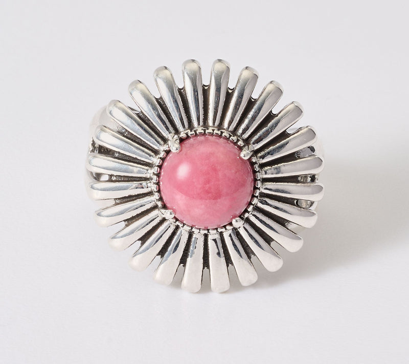 American West Sterling Silver Concha Ray Gemstone Ring — View 2