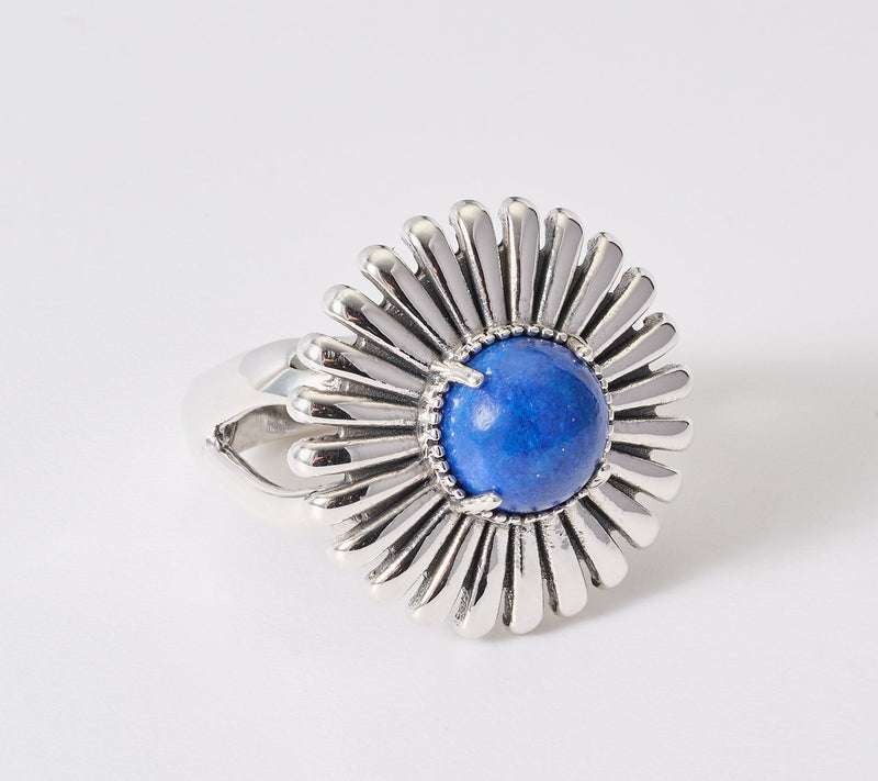 American West Sterling Silver Concha Ray Gemstone Ring — View 13