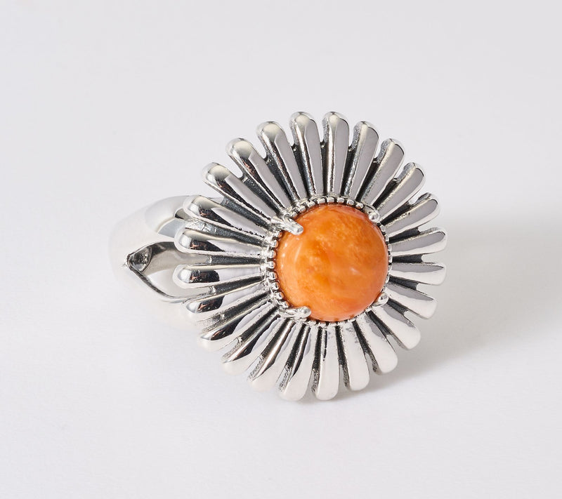 American West Sterling Silver Concha Ray Gemstone Ring — View 14