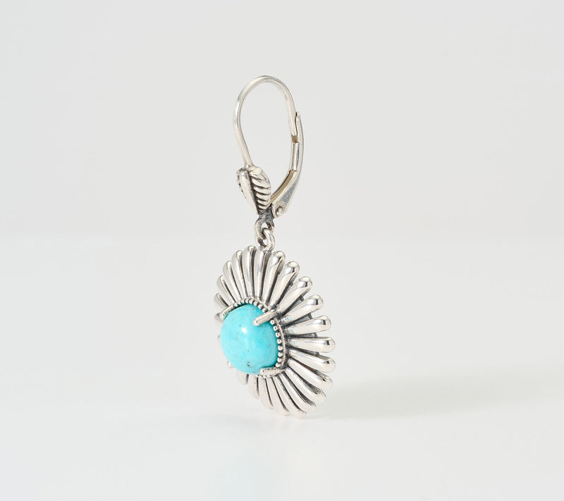 American West Sterling Silver Concha Ray Gemstone Earrings — View 2