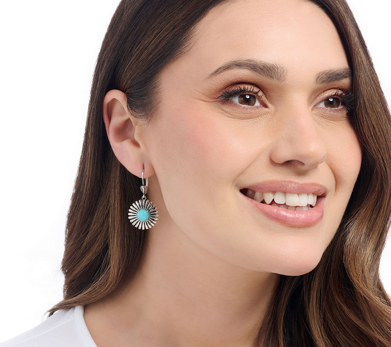 American West Sterling Silver Concha Ray Gemstone Earrings — View 3