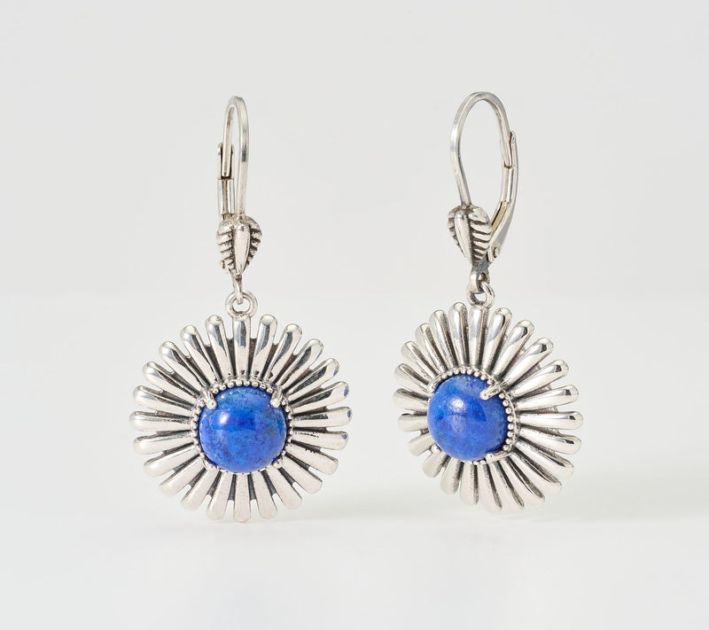 American West Sterling Silver Concha Ray Gemstone Earrings — View 8