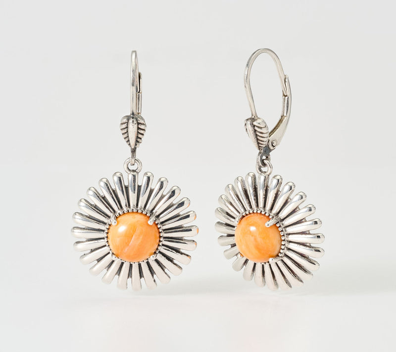 American West Sterling Silver Concha Ray Gemstone Earrings — View 9