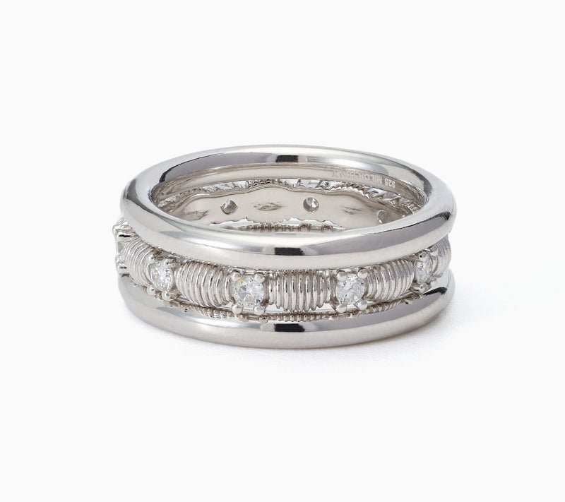 David Markstein 0.27 cttw Lab Grown Diamond Set of 3 Band Rings, Sterling — View 6