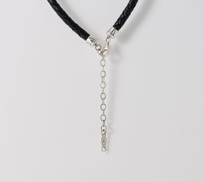 American West Sterling Silver Pear Gemstone Leather Necklace — View 3