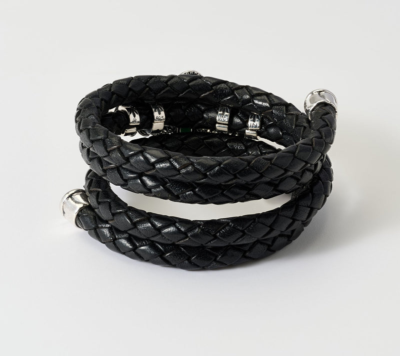 American West Sterling Silver Pear Gemstone Cluster Leather Coil Bracelet — View 2