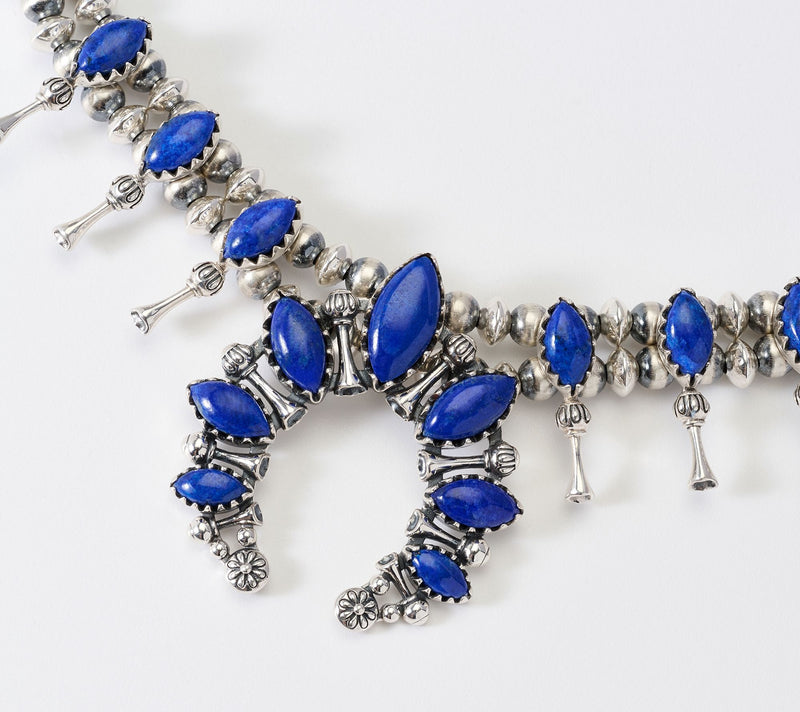 American West Sterling Silver Gemtstone Squash Blossom Necklace — View 2