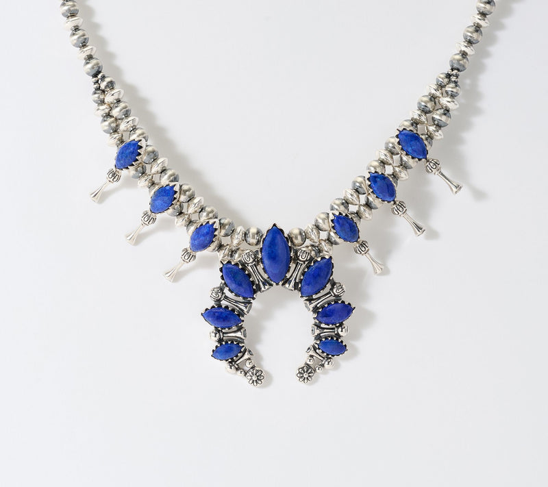 American West Sterling Silver Gemtstone Squash Blossom Necklace — Main view