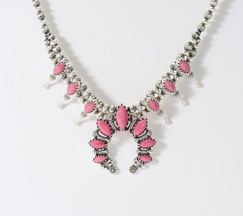 American West Sterling Silver Gemtstone Squash Blossom Necklace — View 14