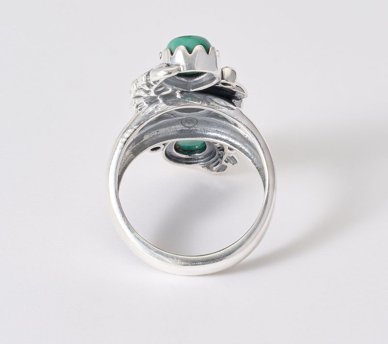 American West Sterling Silver Pear Gemstone & Leaf Ring — View 3