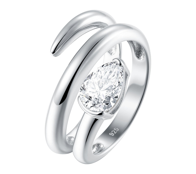 Diamonique x Jennifer Miller Spiral Tear Drop Ring, Sterling — View 2