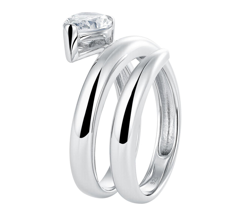 Diamonique x Jennifer Miller Spiral Tear Drop Ring, Sterling — View 4