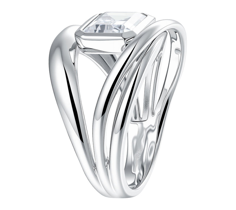 Diamonique x Jennifer Miller Emerald Cut Open Ring, Sterling — View 4
