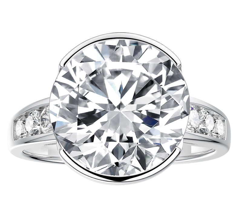Diamonique x Jennifer Miller Round Solitaire Ring, Sterling — View 2