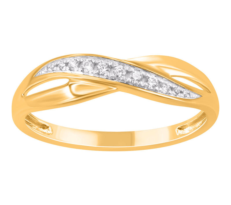 Affinity Diamond Two-Tone Cross Over Ring, 14KGold — View 3