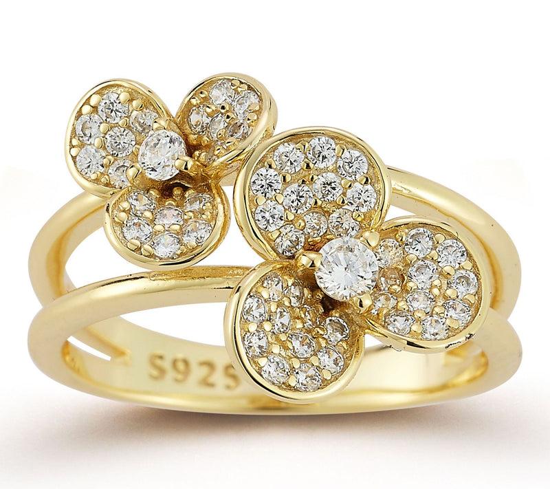 Rachel Zoe Double Pave Flower Cocktail Ring, Sterling — View 9
