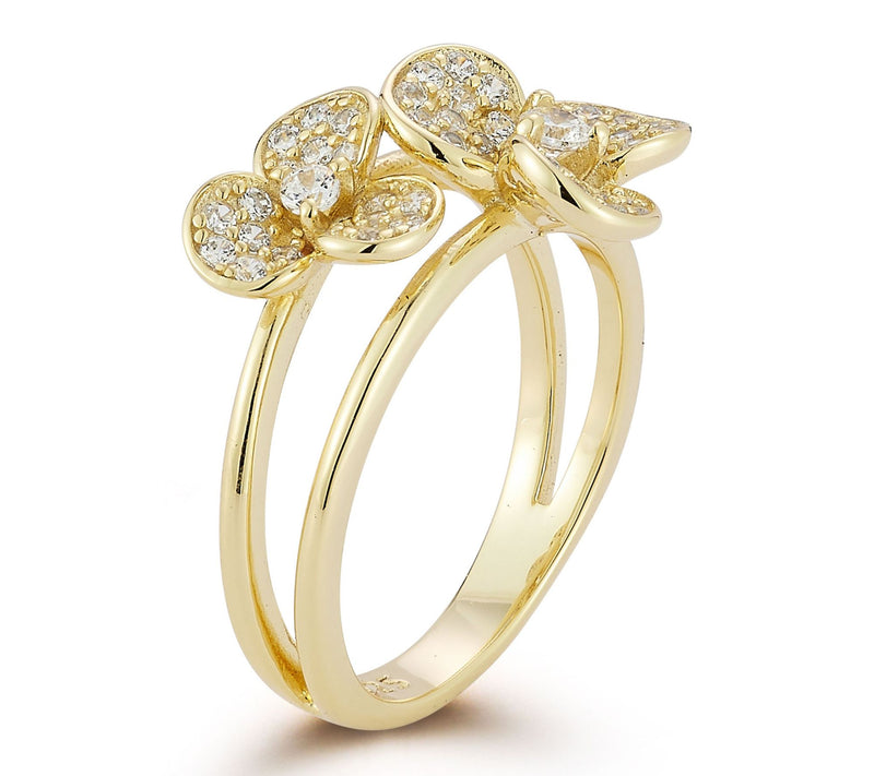 Rachel Zoe Double Pave Flower Cocktail Ring, Sterling — View 2